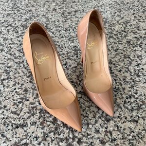 Christian Louboutin Patent Nude Pointed-Toe Pumps 100% authentic